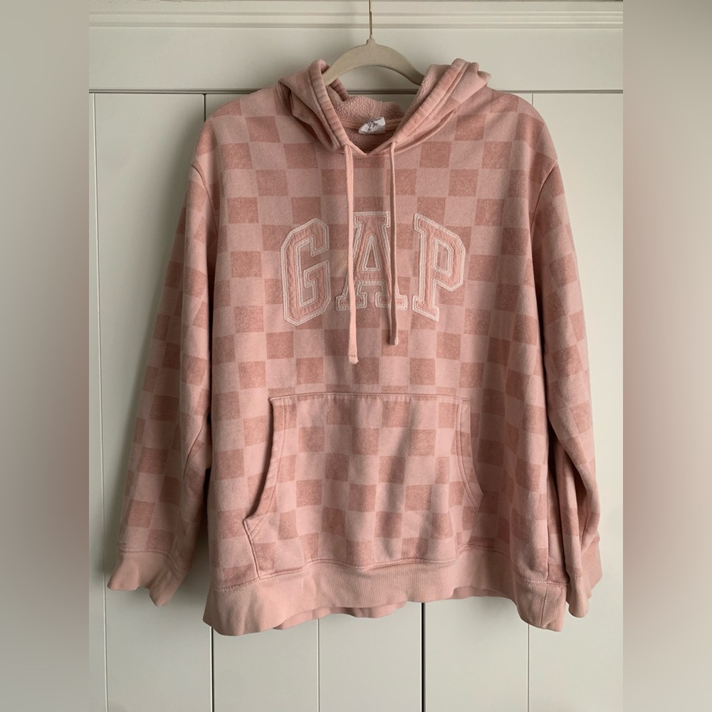 GAP Pink Checkered Hoodie Size XL